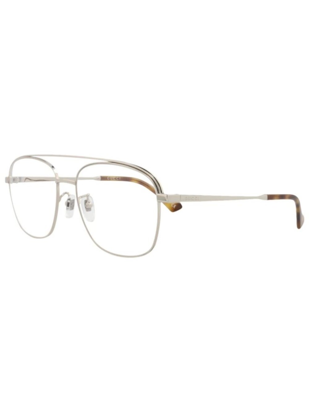 New Gucci Women's Eyeglasses Aviator Metal Frame Mens Silver Silver Transparent
